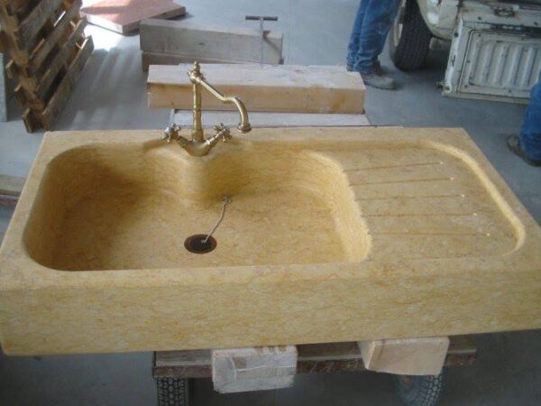 Lavello in marmo e pietra per cucina Modello 1 fonte e sgocciolatoio