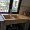 Lavello per cucina in marmo o pietra Modello 2 fonti e gocciolatoio a raggiera in marmo